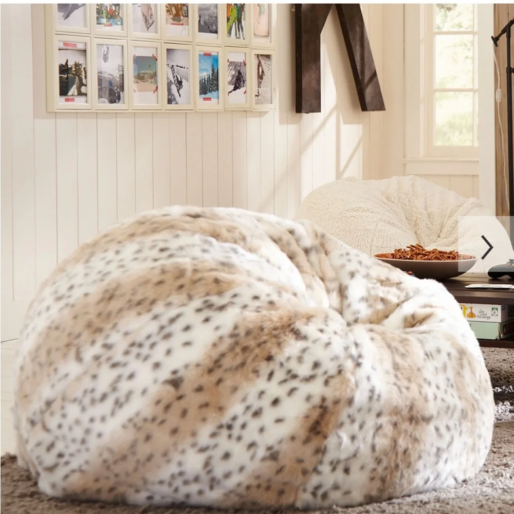 💕SALE💕 Pottery Barn Teen Fur Leopard Print Beanbag Cover - Picture 2 of 8